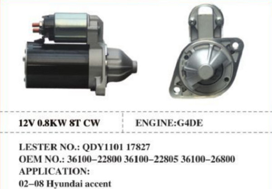 3610022800 3610022805 3610026800 Auto Engine Starter For Hyundai Accent